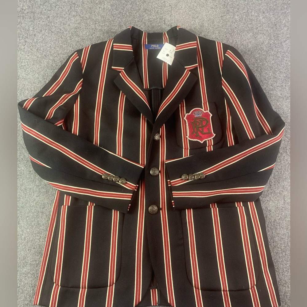 Polo Ralph Lauren Womens Wool Blend Embroidered Crest Blazer Jacket Size 8